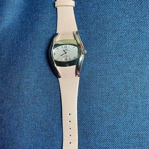 ANN KLEIN unique oval face pink watch